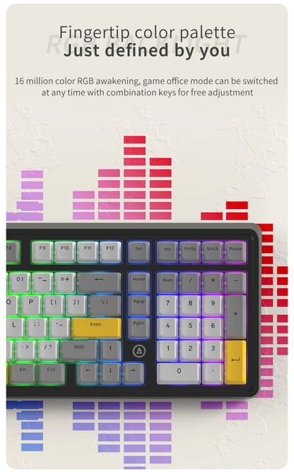 AJAZZ AK980 Wired Mechanical Keyboard Hot Swap Gasket RGB Low Noise Ergonomics Office Gaming Keyboard Customized PC Accessories