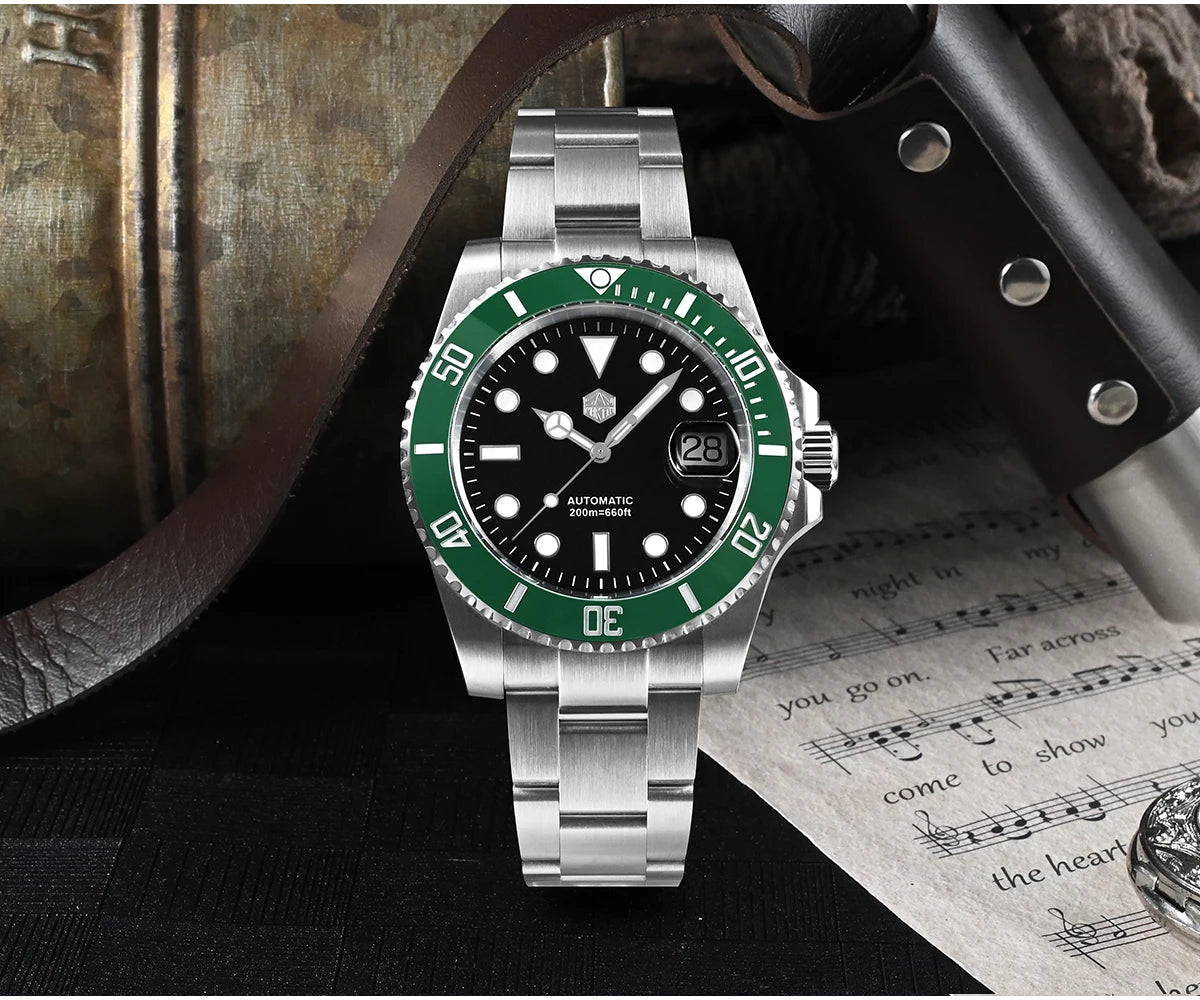 San Martin New 40mm Water Ghost Diver Watch Men Luxury NH35 PT5000 Automatic Mechanical Watch Sapphire Waterproof 200m SN0017