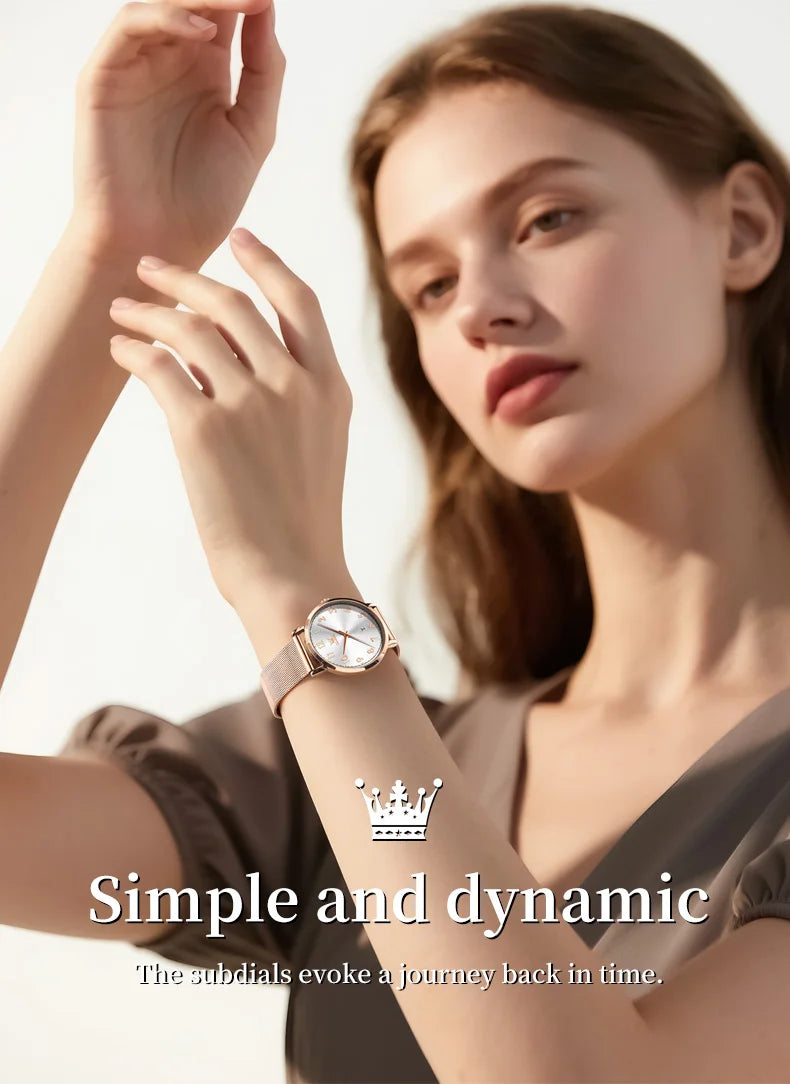 OLEVS New Woman Watch Luxury Brand Quartz Watch Elegant Rose Gold Digital Waterproof Watches Simple Bracelet Women's Watch 5653