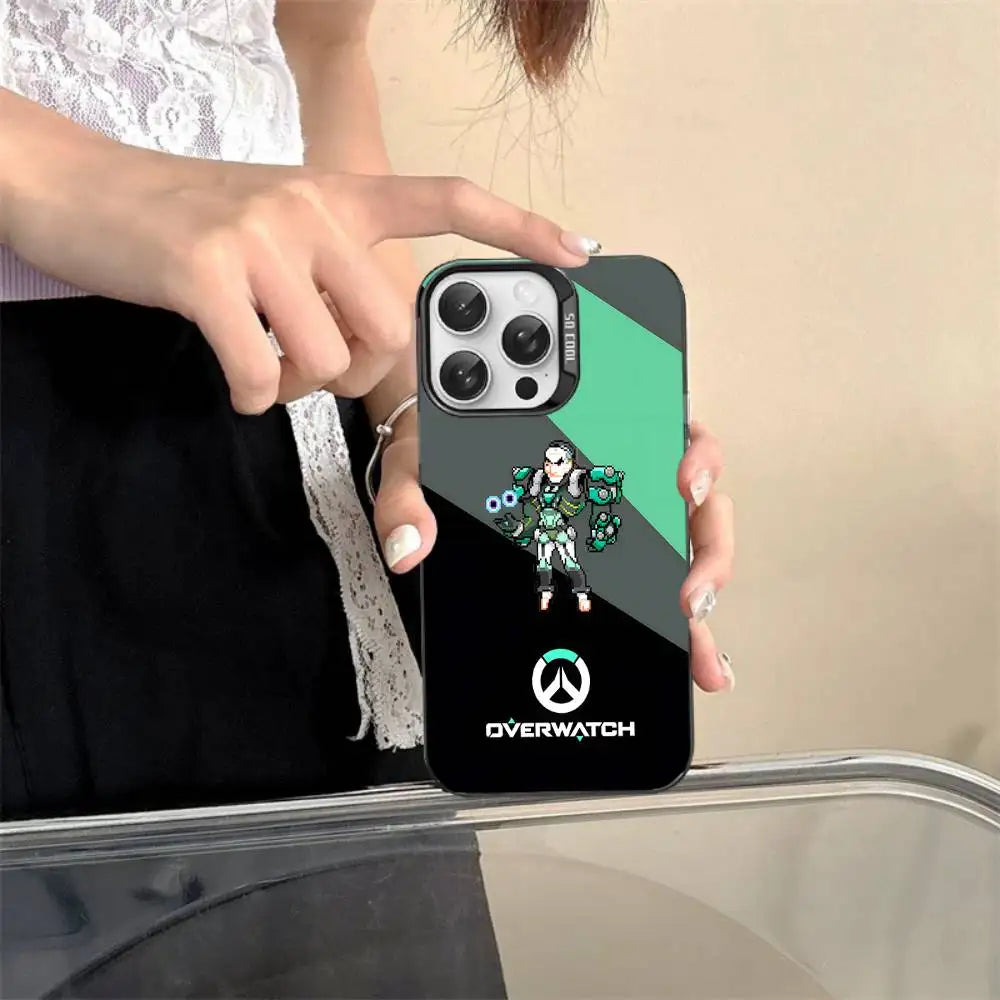 Game O-Overwatch Pixel Style Phone Case For iPhone 17 16 15 14 13 12 11 Pro MAX Matte Shockproof Back Anti-Fall Matte Cover