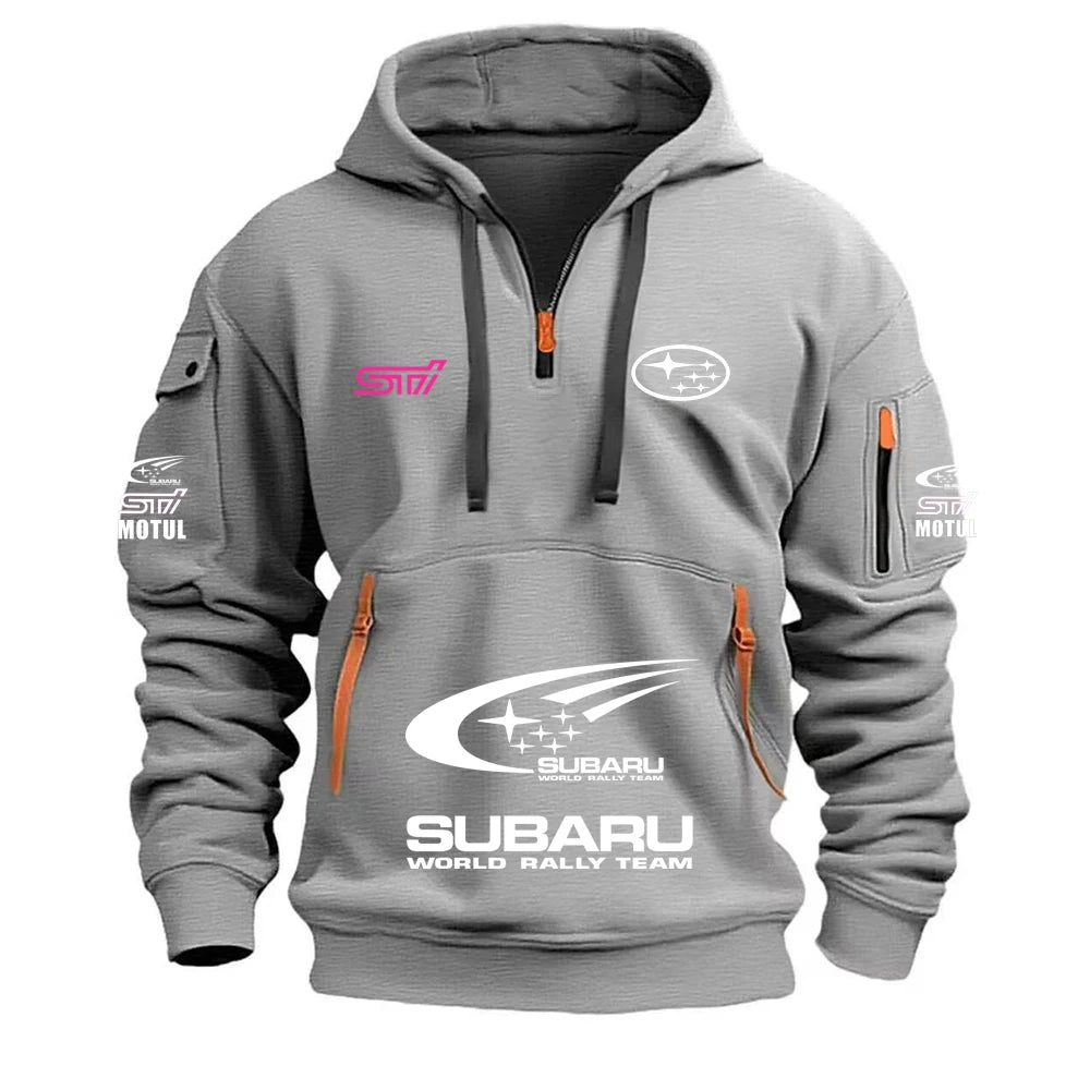 2026 New SUBARU Racing European Size Autumn/Winter Men's Hooded Kangaroo Pocket Hooded Sports Fleece Hoodie Top Coat, Produit gaming premium Fraquane, équipement gamer