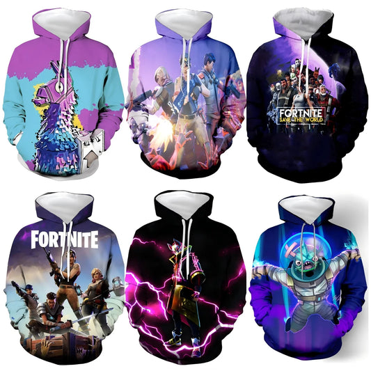 Children's Fortnite 2024 Sweatshirt 3D Digital Printed Hoodie Men's and Women's Pullover Jacket Long Sleeve Children's Gift