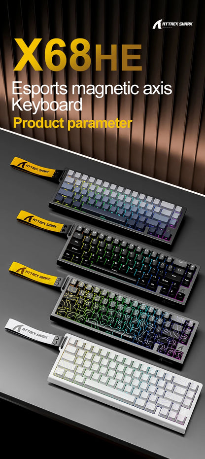 ATTACK SHARK X68HE Magnetic Keyboard Red Wired Mechanical for Pro Gaming 0.01mm Rapid Trigger 8000Hz SOCD/Rs 0.125ms 128K Rate