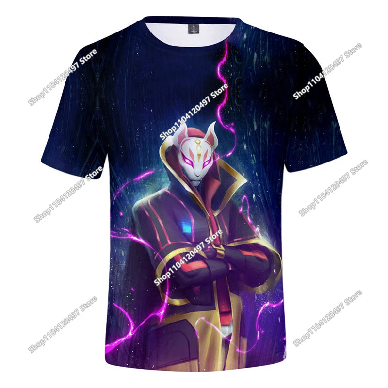 T-shirt Battle Royale 3D Fortnite da uomo e donna, ragazzi e ragazze, top cartoon Victory, abbigliamento teen, bambini, eroe del gioco, magliette e top