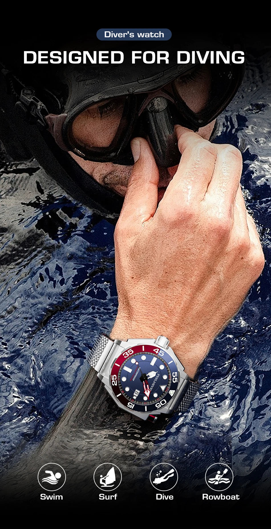 FeelNever Top Brand Luxury Automatic Watch For Men Fashion Business Watch Men Military Waterproof Men's Mechanical Wristwatches