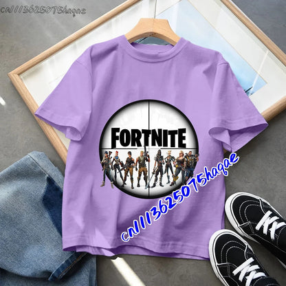 Fortnites Children T-shirts Game Cartoon Printed Figures Fortress Night Tees Game Short Sleeves Tops Summer Boys Girls Clothes