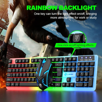 NG GTX350 Set tastiera e mouse gaming per computer e laptop con retroilluminazione, kit gamer LED cablato USB, GTX350 - Nero