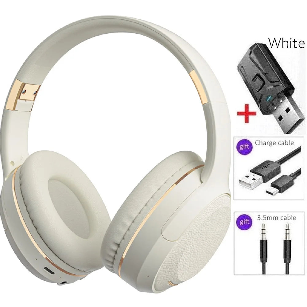Wireless TV Headphones Bluetooth 5.0 USB Adaptor Stereo Headset Foldable Helmet Earbuds with Mic for Samsung  TV PC Music