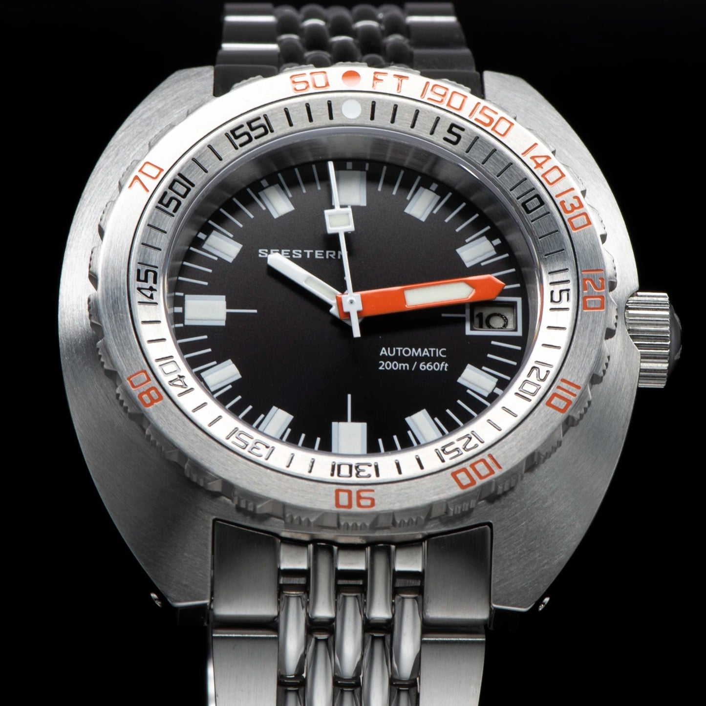 SEESTERN Men Diving Watch Automatic Luminous Date Waterproof Turn Bracelet Wristwatches Retro SUB300T Mechanical Sapphire Glass
