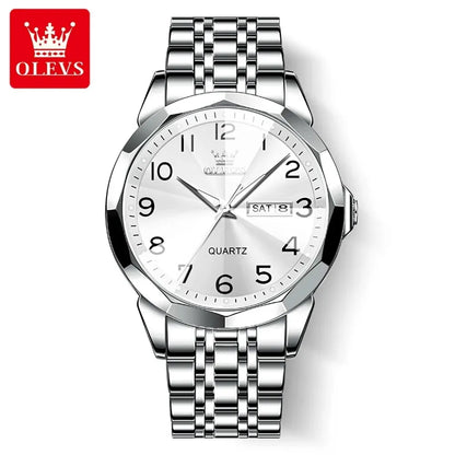 OLEVS 9970 herreur – Elegant model med digital urskive, dato- og ugedagsvisning, vandtæt, selvlysende, kvarts – Originalt luksusur