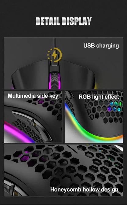 BM600 Wireless Mouse USB 2.4G Wireless RGB Optical Cellular Gaming Mouse Ergonomic Optical Honeycomb Office Wireless Mouse
