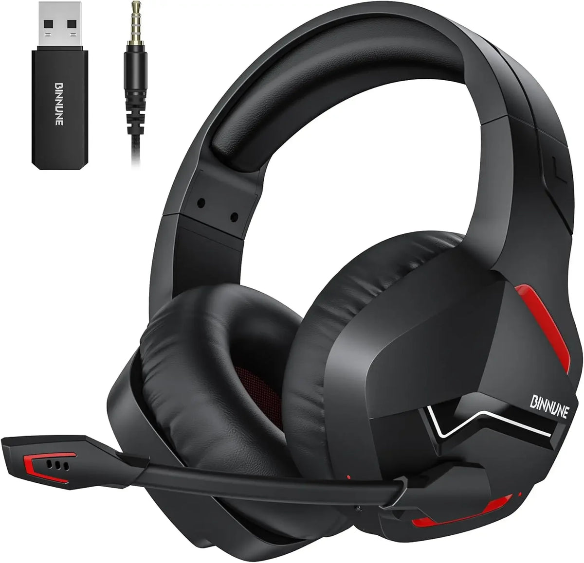 BINNUNE – casque de jeu sans fil 2.4GHz, Bluetooth 5.3, avec micro antibruit, multiplateforme pour PS5/PS4/Switch