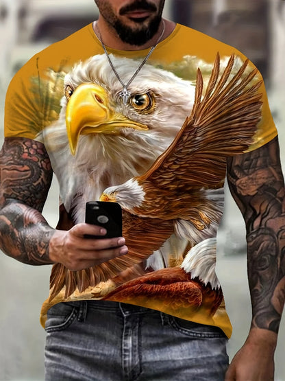 Fashion Eagle Graphic T Shirts Luxury T-Shirt Summer Men's T-Shirts Casual Tops Short Sleeve T-Shirt 3D Printing Men Clothing