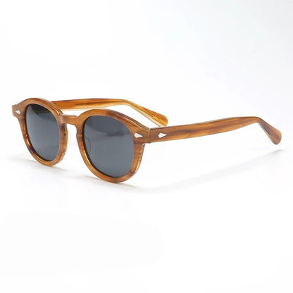 Polariserade solglasögon för män och kvinnor, Johnny Depp-inspirerade solglasögon i Lemtosh-stil, retro, runda, acetatbåge, UV400-glas, Oculos