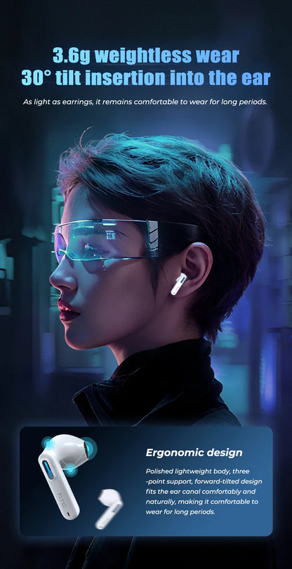 Auriculares Bluetooth HTC NE49 6.0 True Wireless Earbuds Gaming HiFi Deep Bass Lightweight Cool Design IPX5 Waterproof Choice
