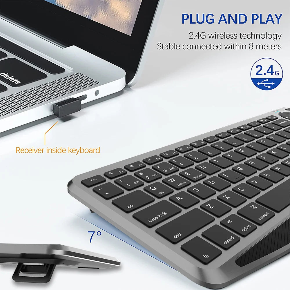 Bluetooth Wireless Keyboard with Touchpad 7-Colors Backlit 2.4g Rechargeable Trackpad Keyboard for Smart TV, IOS IPhone/IPad