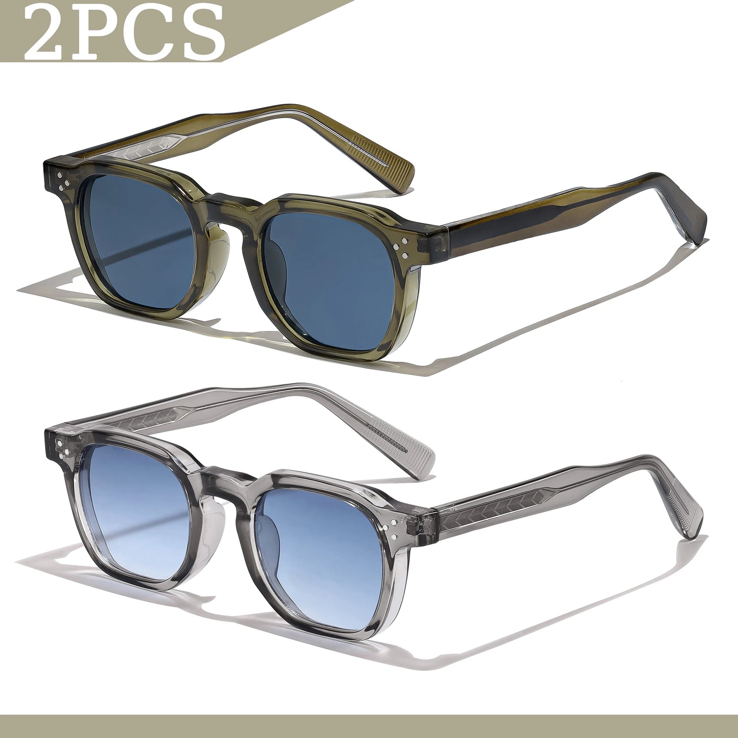 1/2/3 Pcs Wholesale New Square Retro Sunglasses Men Fashion Punk Sun Glasses Women Travel Eyewear Lunette De Soleil Femme UV400