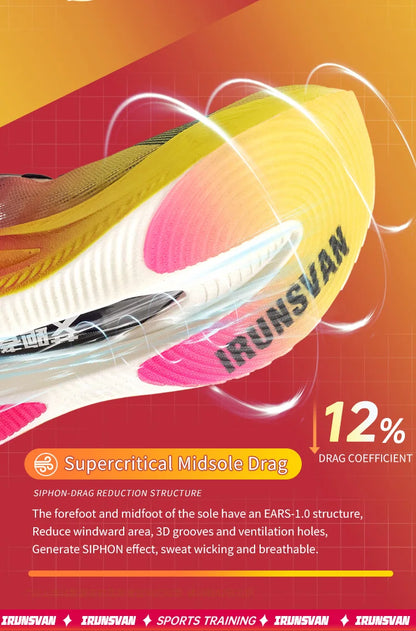 IRUNSVAN Men Professional Marathon Running Shoes Nylon Carbon Plate Road Sports Shoes Lightweight Women Trainers Sport Sneakers