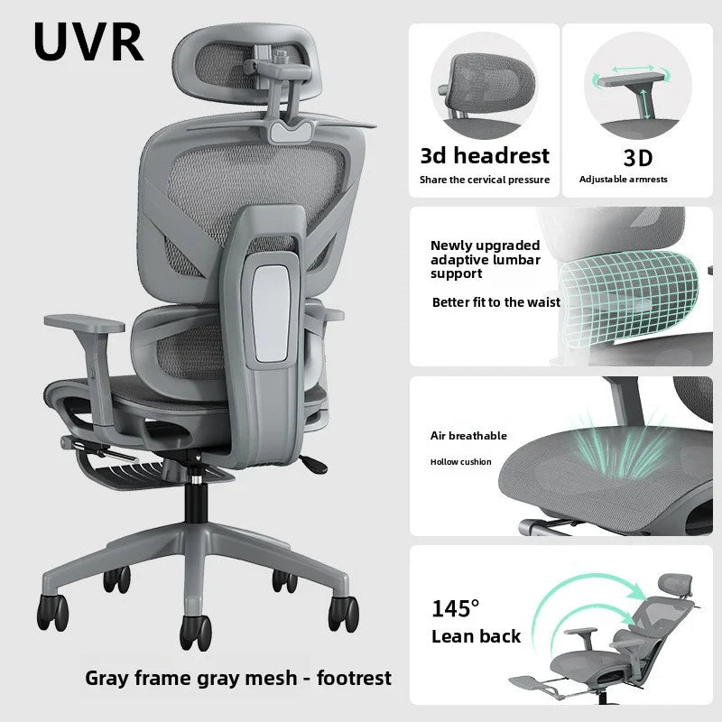 UVR Office Chair Sedentary Comfortable Reclining Stool Ergonomic Design Armchair Swivel Adjustable Computer Gaming Chair