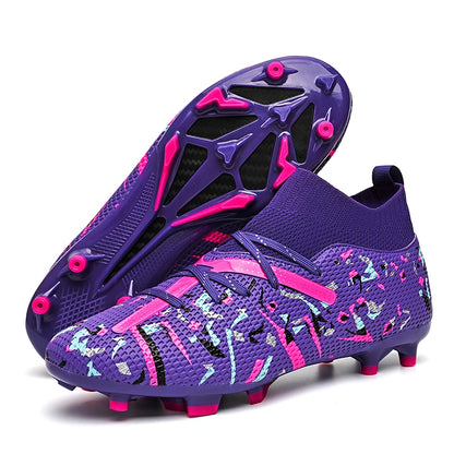 Botas de fútbol LiXingMing para hombre, blancas, profesionales, de caña alta, tacos de fútbol society, calzado de fútbol antideslizante para partido y entrenamiento