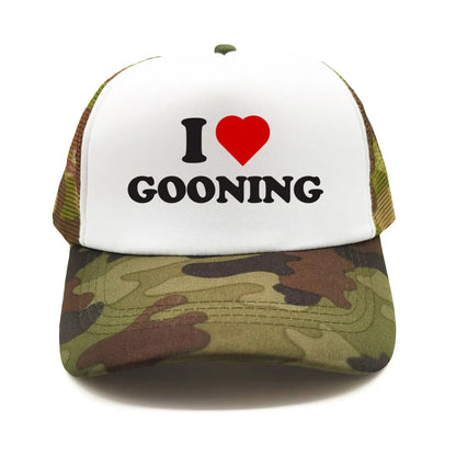 Funny I Love Gooning Baseball Caps Cool Summer Men Mesh Net Hat Humor Trucker Cap Unisex Outdoor Mesh Net Caps MZ-080