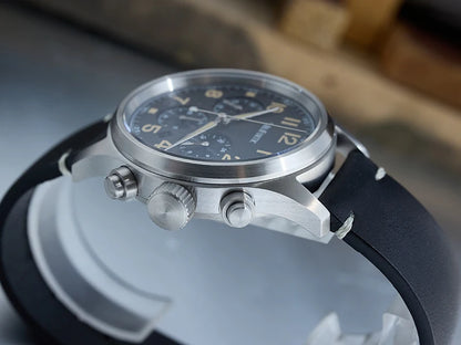 Milifortic 39MM Men's Solar Chronograph M069 Sapphire Crystal VS75 Stainless Steel Case Military Style Quartz Wristwatches