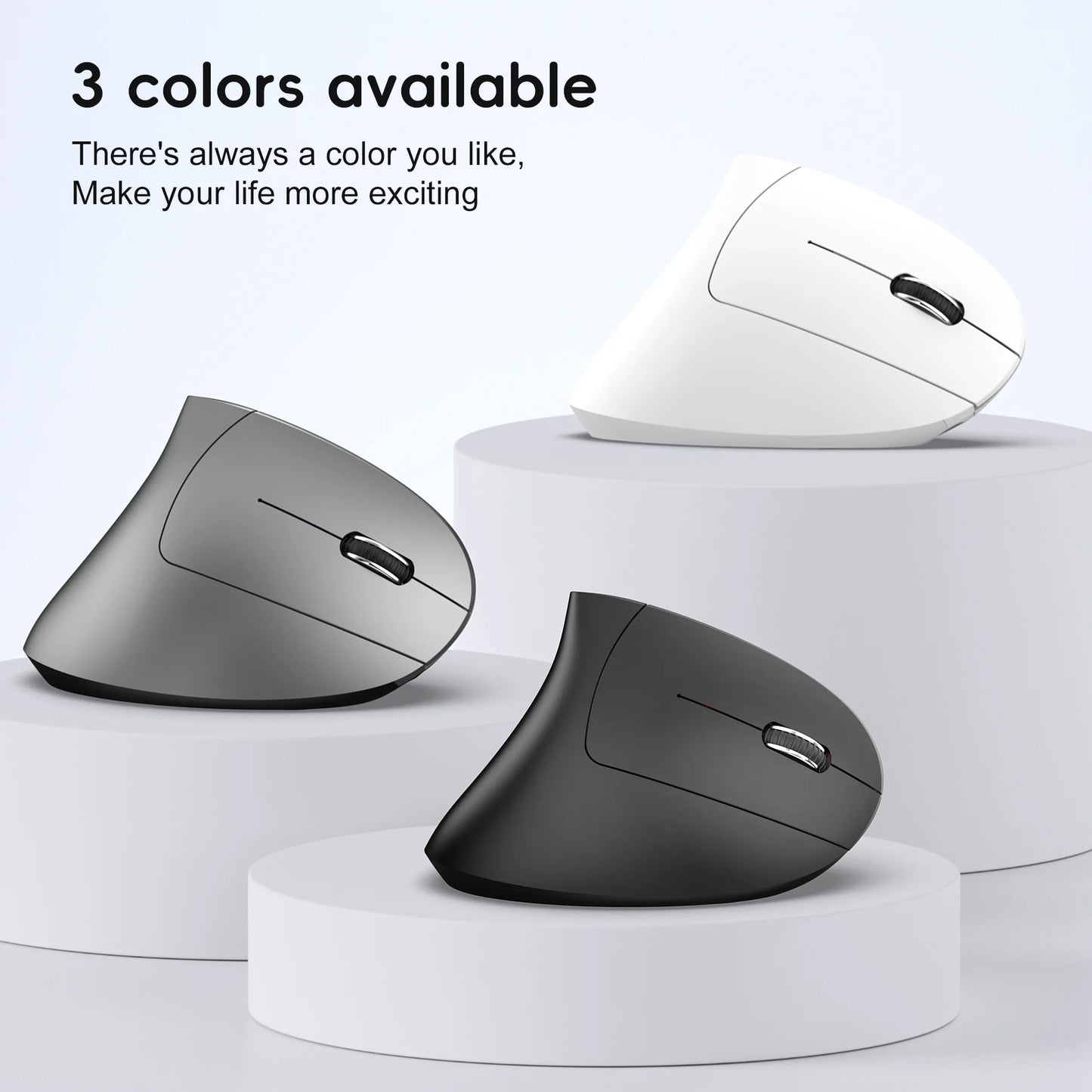 New Dual Mode Wireless Vertical Mouse Bluetooth 5.1 Silent Ergonomic 6 Buttons Type‑C 2400DPI Anti‑Mouse Hand for Office Laptop
