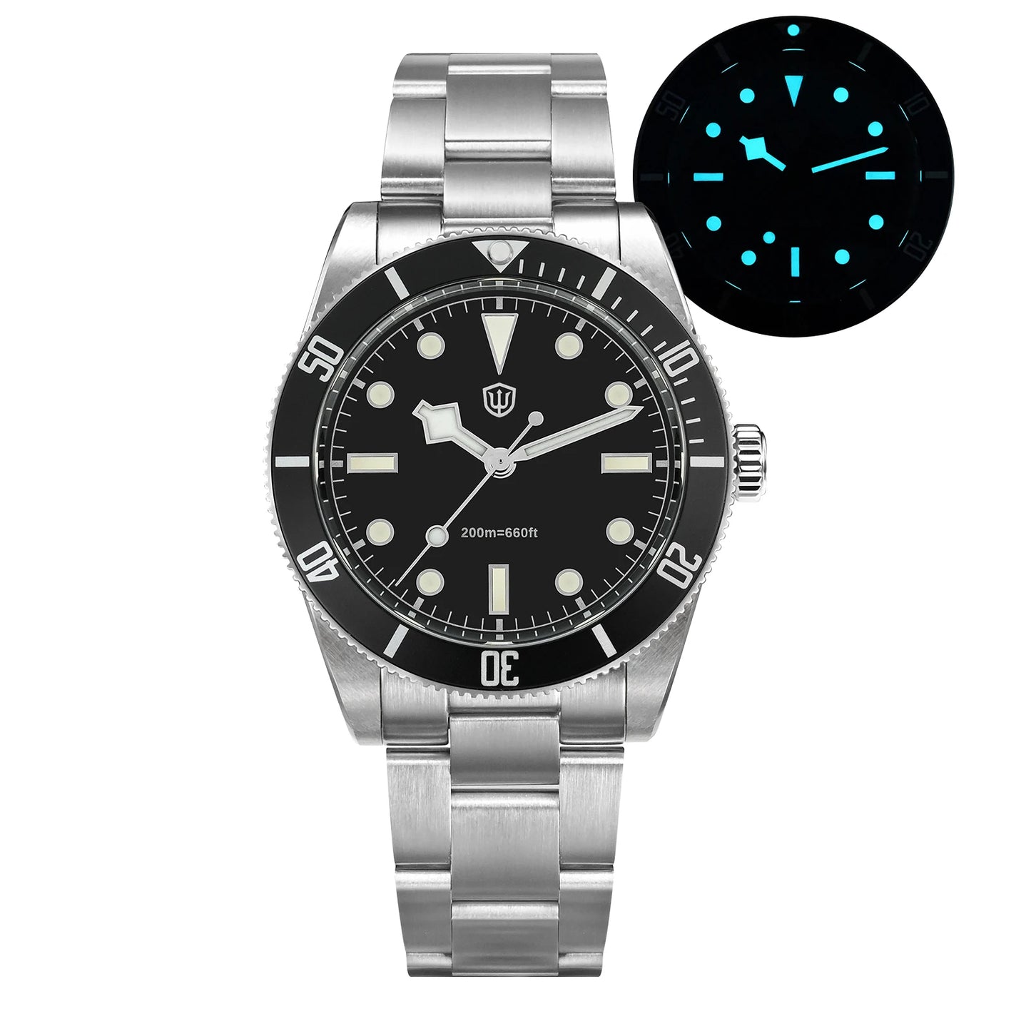 Watchdives WD7922 BB54 Watch VH31 Sweep Second Movement Sapphire Crystal 20bar Waterproof C3 Luminous 37mm Vintage Watches