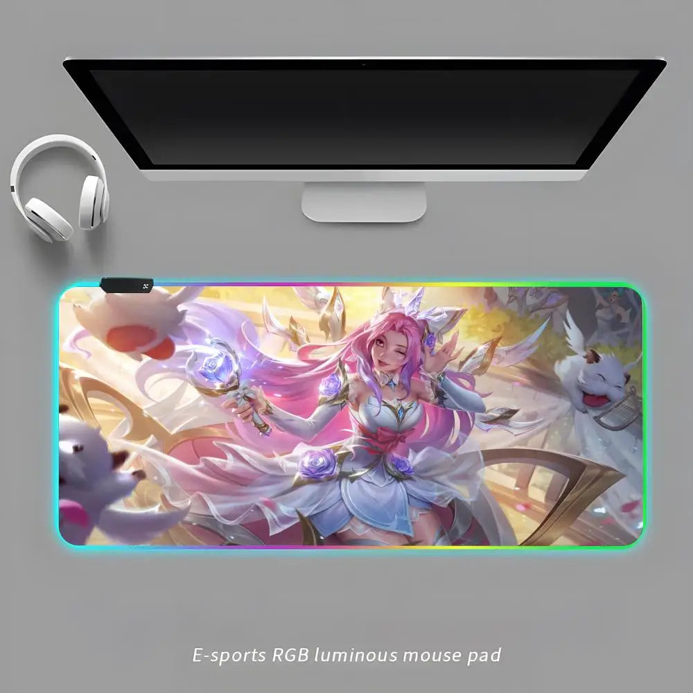 A-S-SeraphineS-ES Mouse Pad RGB Gaming Mouse Pad Desk Mat HD Gamer Large LED Light XXL MousePads