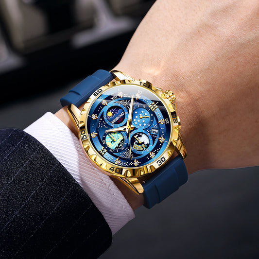 Montres à quartz de luxe BINBOND pour hommes, lumineuses, étanches, chronographe avec date automatique, style business, sport et mode décontractée