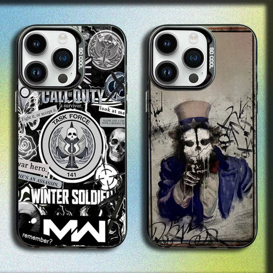 COD Call Of Duty G-Ghost Phone Case For iPhone 16,15,14,13,12,11,Mini,Pro,SE,MAX Gray Matte Silicone Black Cover