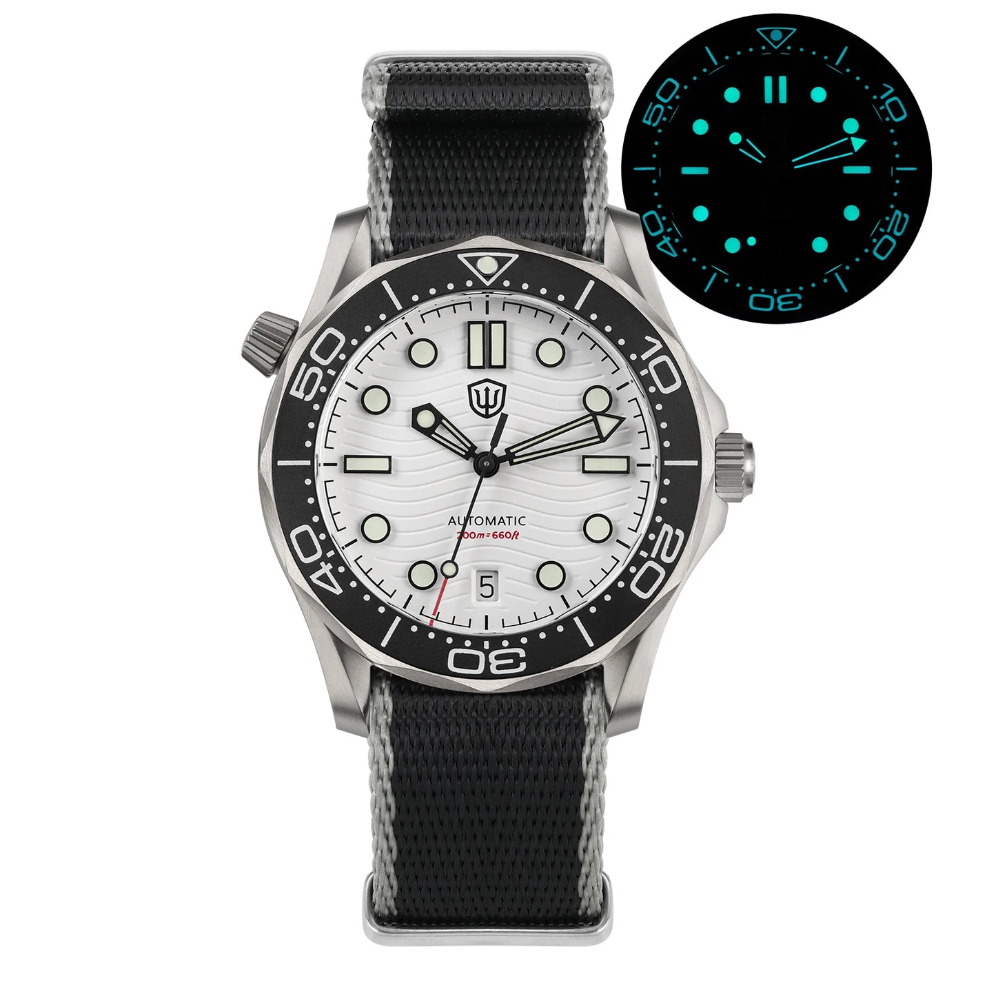 Watchdives WD007 V2 39mm Titanium Dive Watch PT5000 Automatic Movement Luminous 200m Waterproof Domed Bubble Sapphire Watches