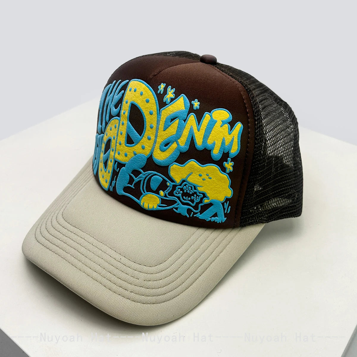 Unisex, interessant, 3D-printet bogstav, baseballkasketter, solskærm, tegneserie, åndbar, farveblok, trucker-kasketter, mesh, alsidig inderside