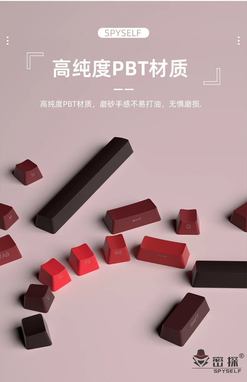 New Keycaps for 60/64/84/98/108 Gaming Mechanical Keyboard MX Switch 135 Keys OEM PBT Side Engraved Red and Black Gradient Color