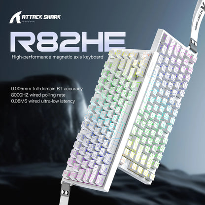 ATTACK SHARK R82HE Gaming Keyboard Magnetic 75% Wired 8000Hz Rapid Trigger ProGamer Keyboard,0.005mm RT Accuracy,0.08ms Latency