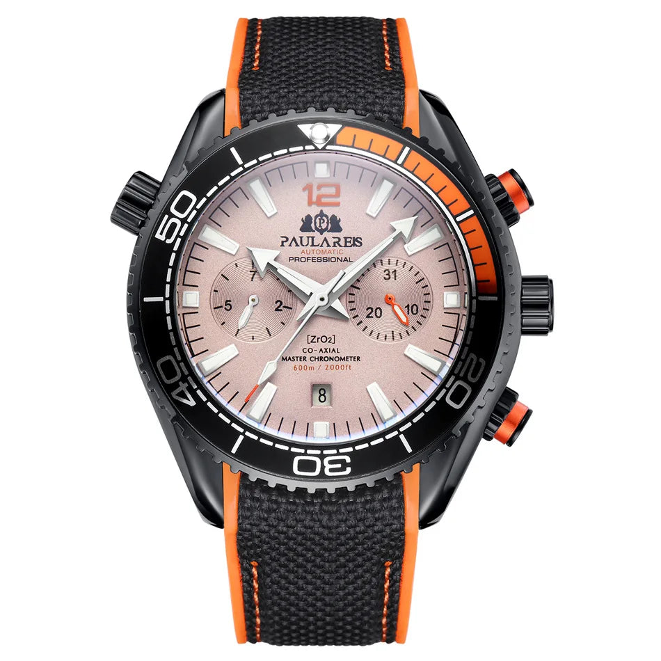 Classic Luxury Men Automatic Watch Multifunction Mechanical Wristwatch Rubber Strap Waterproof Week Date Watches Reloj Hombre