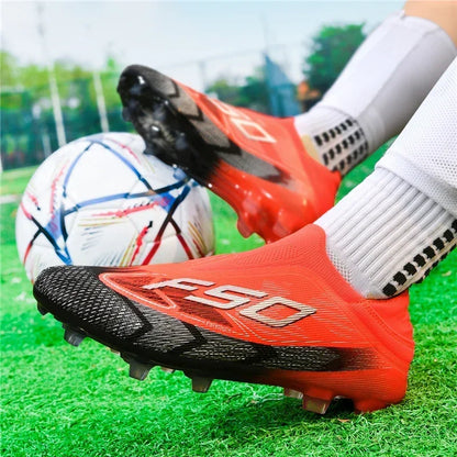 Nouvelles chaussures de football pour hommes, chaussures de futsal antidérapantes pour matchs en extérieur, chaussures de soccer ultralégères, chaussures de sport de haute qualité, chaussures à cheville haute et respira