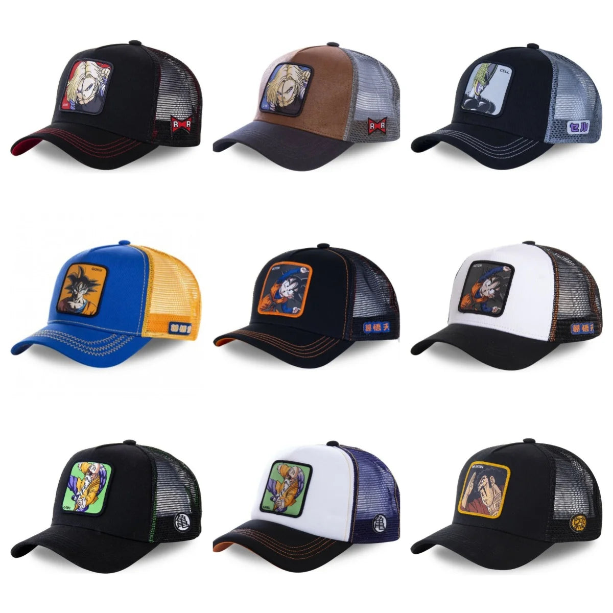 Casquette Dragon Ball Son Goku pour l'été : casquette de voyage à visière, pour homme, brodée, style hip-hop, visière pare-soleil, casquette trucker ajustable en maille