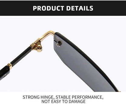 Mode Rimless Solglasögon Män Kvinnor Populära Ramlösa Solglasögon Man Kvinna Klassiska Små Fyrkantiga Sommar Resesolglasögon