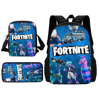 Beliebter FortniteS Schulrucksack für Kinder mit Umhängetasche und Federtaschen – Schultaschen für Jungen und Mädchen, ideales Geschenk