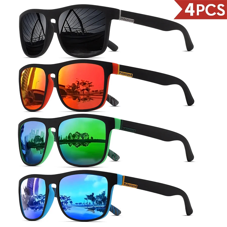 1/3/4PCS Men Classical Square Sports Sunglasses Lightweight PC Frame UV400 for Driving Fishing Cycling Unisex Durability