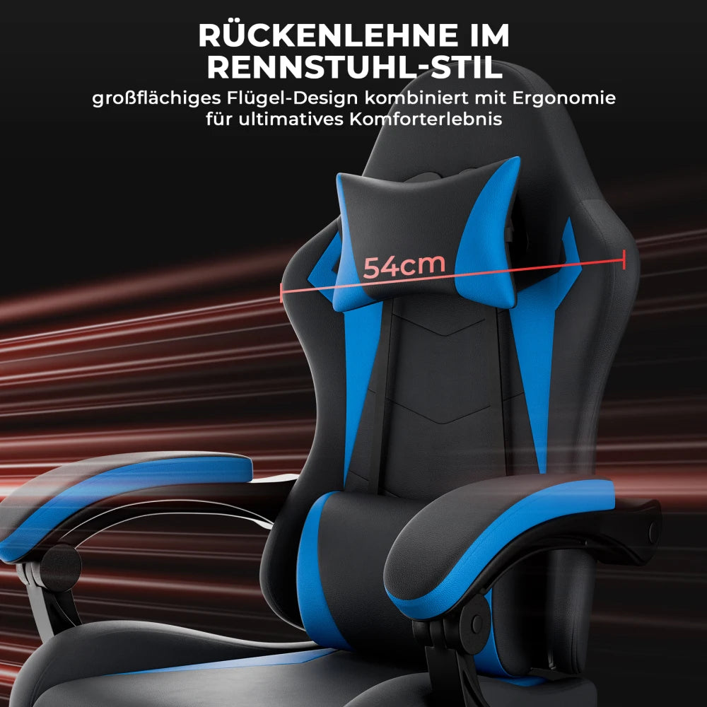 Gaming Chair Ergonomic Gaming Chair with Lumbar Support and Headrest, Gamer Chair Height Adjustable