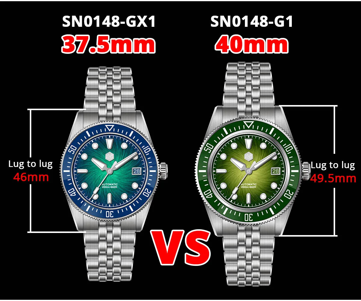 San Martin 37,5 mm 40 mm emajlirana ura z vzorcem spirale in vrtinca za moške, luksuzna potapljaška ura, Miyota 9015, avtomatski mehanski mehanizem, vodoodporna do 200 m, SN0148