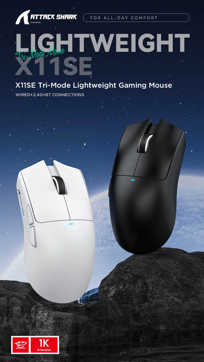 ATTACK SHARK X11 X11 SE Wireless Gaming Mouse 22K DPI PAW3311 63g Lightweight Tri-Mode Bluetooth/2.4G/Wired 20M Clicks RGB