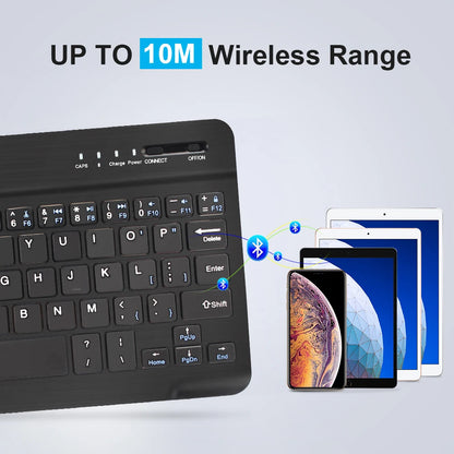 Mini Bluetooth Keyboard RGB Wireless Keyboard 10 inch Backlit Keyboard Backlight Touchpad Keyboard for IOS Android Windows iPad