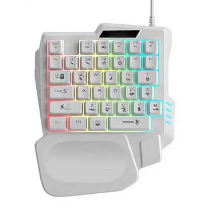 USB Single Hand Keyboard Ultra-slim Mini One Handedly Keyboard Luminous Wired Gaming Mechanical Keyboard Smartphone
