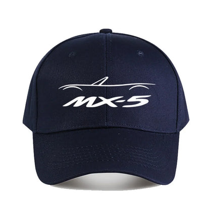 Casquette de baseball MX5 NA pour hommes et femmes - Casquette élégante en polyester noir avec logo blanc, résistante, idéale pour la pêche en plein air et les tenues décontractées