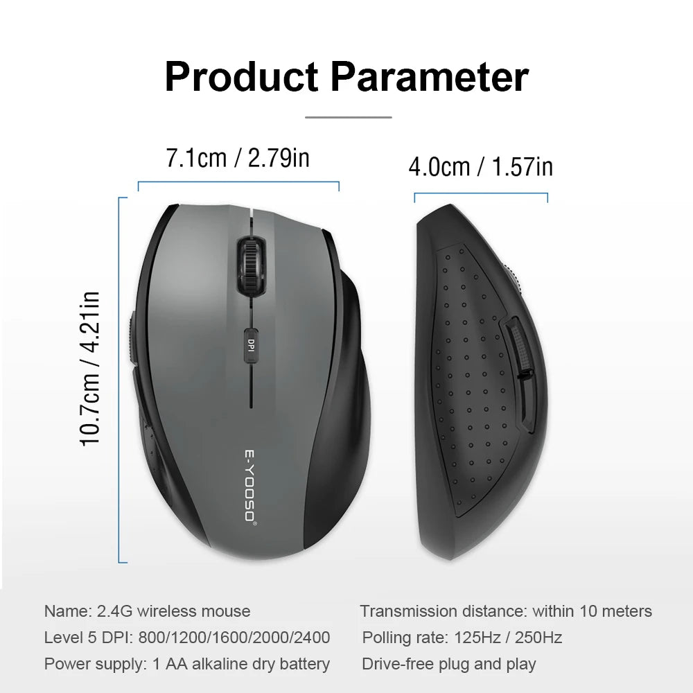 E-YOOSO E-1010 USB 2.4G Wireless Gaming office Mouse 2400 DPI optical Game Mice ergonomic for laptop PC computer
