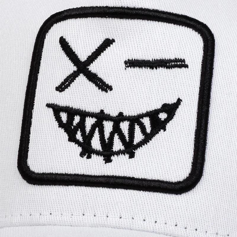 Casquettes de baseball unisexes X à broderie « visage souriant avec dents » – Casquettes de protection solaire pour le printemps et l'été, à porter en extérieur, ajustables, style « trucker » décontracté