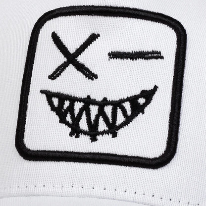 Casquettes de baseball unisexes X à broderie « visage souriant avec dents » – Casquettes de protection solaire pour le printemps et l'été, à porter en extérieur, ajustables, style « trucker » décontracté